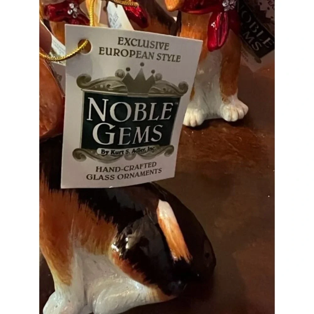 Glass Beagle‎ Dog christmas Ornament kurt s adler Noble Gems Hand-Crafted